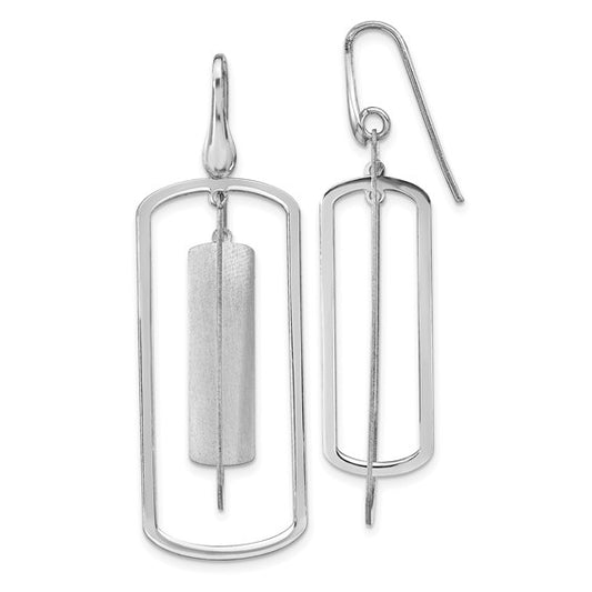 Leslie's Sterling Silver Rhodium-plated Polished and Brushed Dangle Earrings