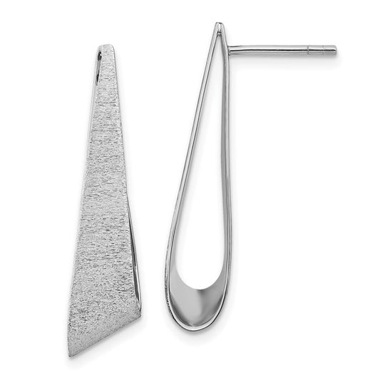 Leslie's Sterling Silver Rhodium-plated Sand-finish Post Dangle Earrings