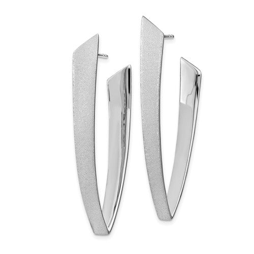 Leslie's Sterling Silver Rhodium-plated Sand-finish Post Dangle Earrings