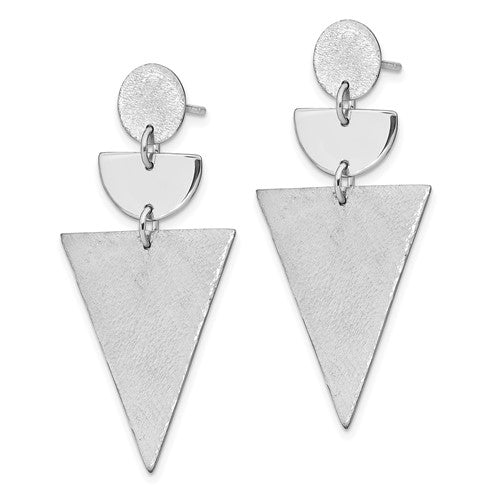 Leslie's Sterling Silver Rhod-plated Textured Post Dangle Earrings