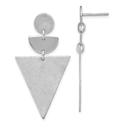 Leslie's Sterling Silver Rhod-plated Textured Post Dangle Earrings