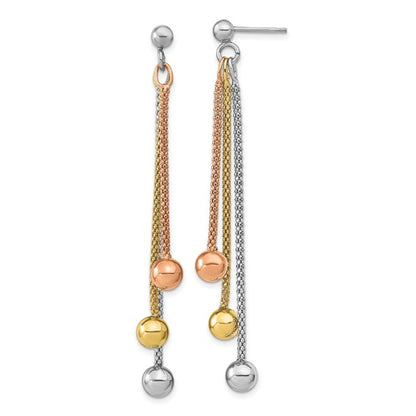 Leslie's Sterling Silver Rose and Yellow Gold-plated Post Dangle Earrings