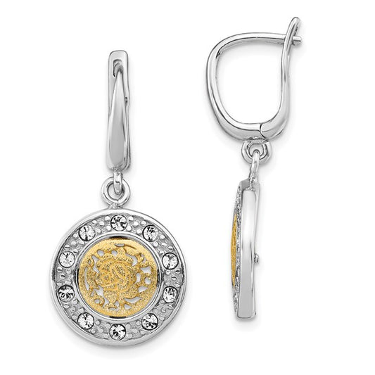 Leslie's Sterling Silver Rhod-plated Gold-tone Crystal Earrings