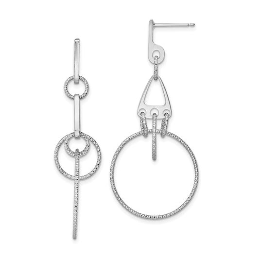 Leslie's Sterling Silver Rhodium-plated Polished D/C Post Dangle Earrings