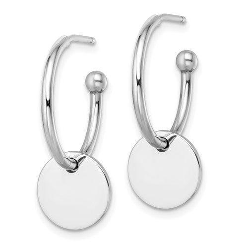 Leslie's Sterling Silver Rhod-plated Polished Post Hoop Earrings