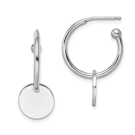 Leslie's Sterling Silver Rhod-plated Polished Post Hoop Earrings