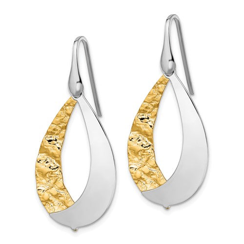 Sterling Silver Rhod-plated Gold-plated D/C Dangle Earrings