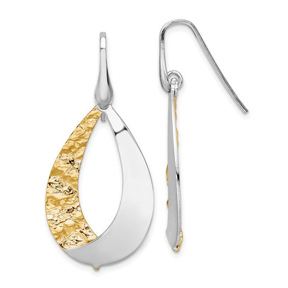 Sterling Silver Rhod-plated Gold-plated D/C Dangle Earrings