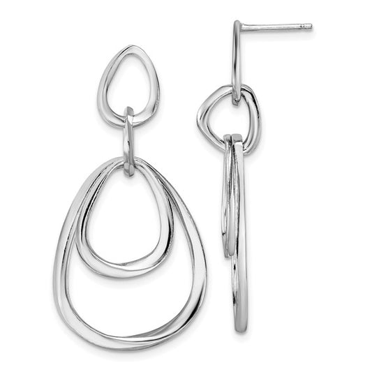 Leslie's Sterling Silver Rhodium-plated Polished Post Dangle Earrings