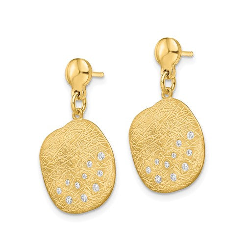 Leslie's Sterling Silver Radiant Essence Gold-plated CZ Dangle Earrings