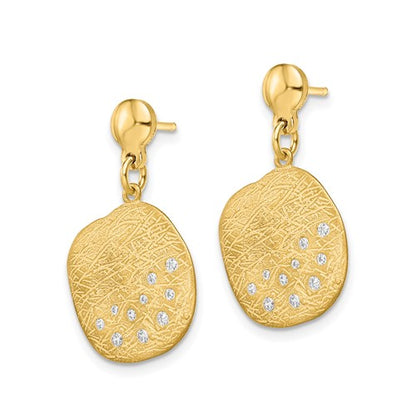 Leslie's Sterling Silver Radiant Essence Gold-plated CZ Dangle Earrings