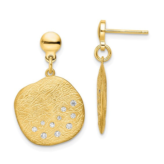 Leslie's Sterling Silver Radiant Essence Gold-plated CZ Dangle Earrings