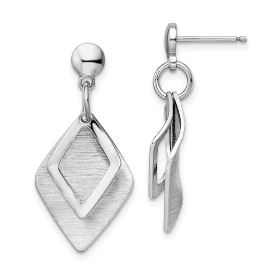 Leslie's Sterling Silver Radiant Essence Rho-pla Brush Post Dangle Earrings