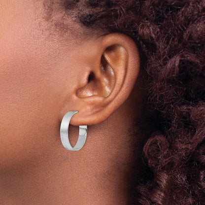 Leslie's Radiant Essence SS Rhod-plated Brushed C-Hoop Earrings