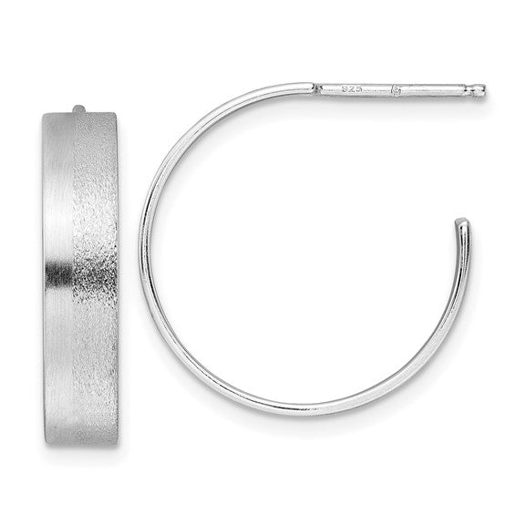 Leslie's Radiant Essence SS Rhod-plated Brushed C-Hoop Earrings