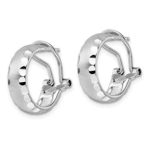 Leslie's Radiant Essence SS Rhod-plated Brushed D/C Omega Back Earrings