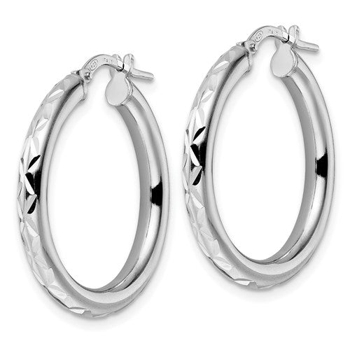 Leslie's Sterling Silver Rhod-plated Polished D/C Hoop Earrings