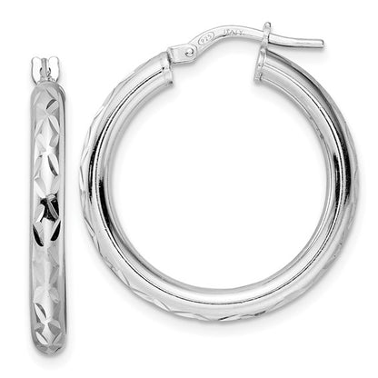 Leslie's Sterling Silver Rhod-plated Polished D/C Hoop Earrings