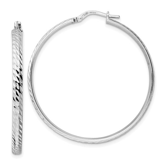 Leslie's Sterling Silver Rhod-plated Polished D/C Hoop Earrings