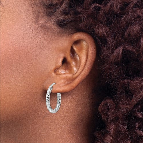 Leslie's Sterling Silver Rhod-plated Polished D/C Hoop Earrings