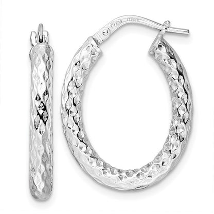 Leslie's Sterling Silver Rhod-plated Polished D/C Hoop Earrings