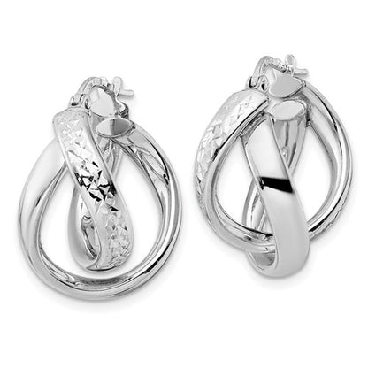 Leslie's Sterling Silver Rhod-plated Polished D/C Hoop Earrings