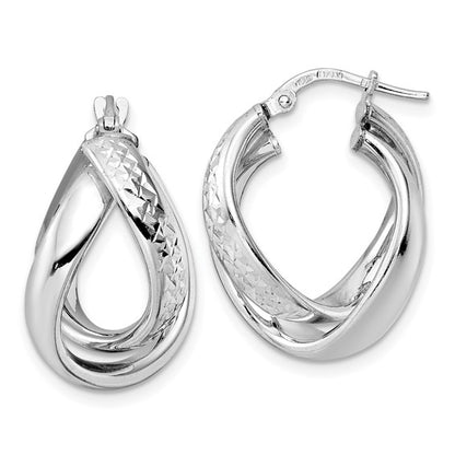 Leslie's Sterling Silver Rhod-plated Polished D/C Hoop Earrings