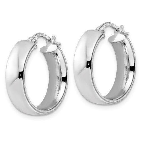 Leslie's Sterling Silver Rhod-plated Polished Hoop Earrings