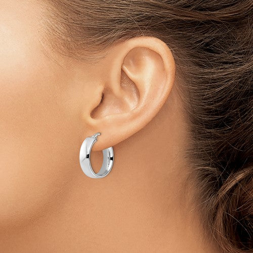 Leslie's Sterling Silver Rhod-plated Polished Hoop Earrings