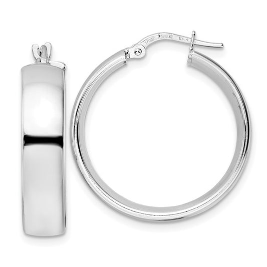 Leslie's Sterling Silver Rhod-plated Polished Hoop Earrings