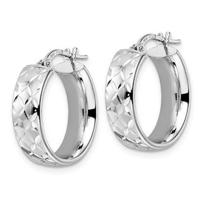 Leslie's Sterling Silver Rhod-plated Polished D/C Hoop Earrings