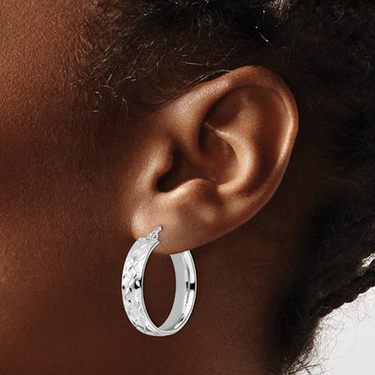 Leslie's Sterling Silver Rhod-plated Polished D/C Hoop Earrings