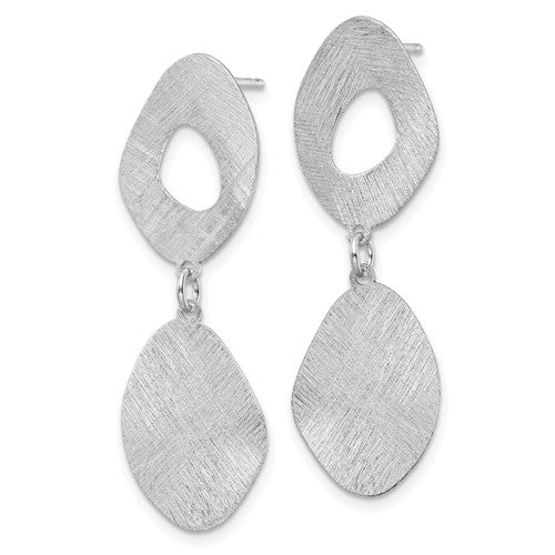 Leslie's Radiant Essence SS Rhod-plated Scratch-finish Post Dangle Earrings