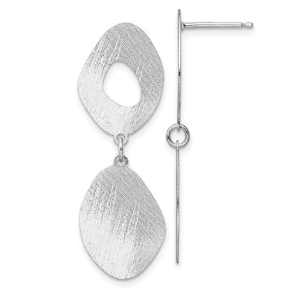 Leslie's Radiant Essence SS Rhod-plated Scratch-finish Post Dangle Earrings