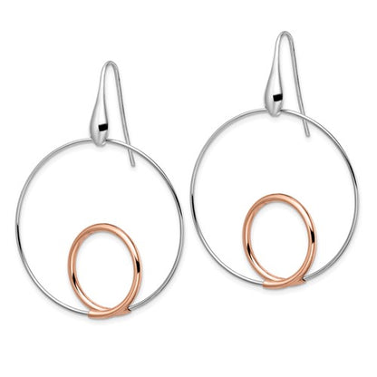 Leslie's Sterling Silver Rh-p Rose-tone Polished Dangle Earrings