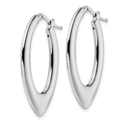 Leslie's Sterling Silver Rhod-plated Polished Oval Hoop Earrings