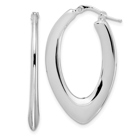 Leslie's Sterling Silver Rhod-plated Polished Oval Hoop Earrings