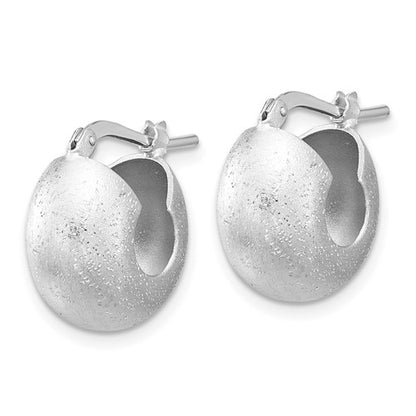 Leslie's Sterling Silver Rhodium-plated Sparkle Hoop Earrings