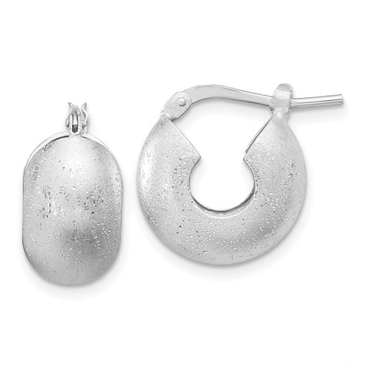 Leslie's Sterling Silver Rhodium-plated Sparkle Hoop Earrings