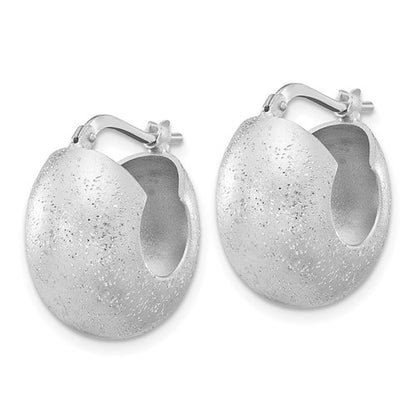 Leslie's Sterling Silver Rhodium-plated Sparkle Hoop Earrings