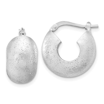 Leslie's Sterling Silver Rhodium-plated Sparkle Hoop Earrings