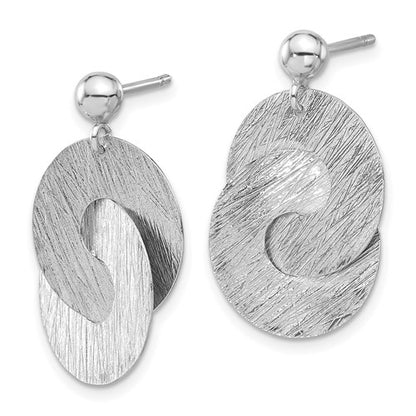 Leslie's Sterling Silver Rhodium-plated Etched Circles Dangle Earrings