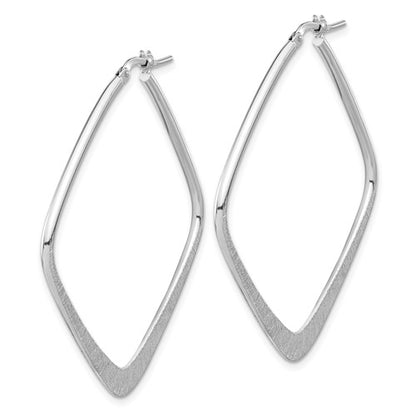 Leslie's Sterling Silver Rhodium-plated Etched Square Hoop Earrings