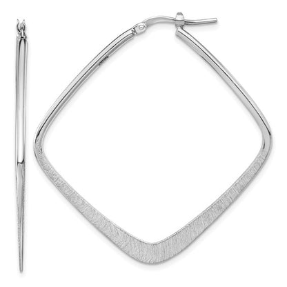 Leslie's Sterling Silver Rhodium-plated Etched Square Hoop Earrings