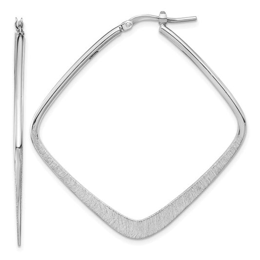 Leslie's Sterling Silver Rhodium-plated Etched Square Hoop Earrings