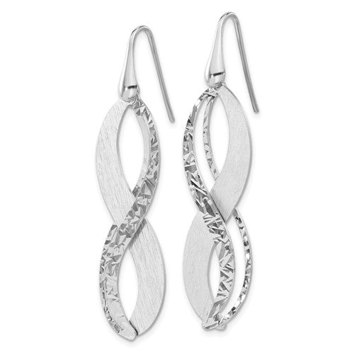 Leslie's Sterling Silver Rh-plated Brushed and Textured Dangle Earrings