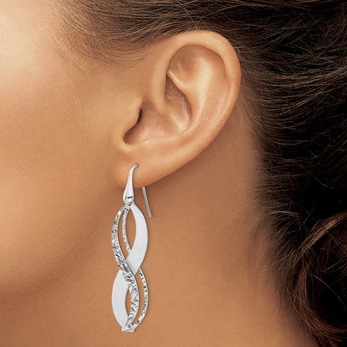 Leslie's Sterling Silver Rh-plated Brushed and Textured Dangle Earrings