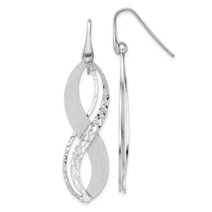 Leslie's Sterling Silver Rh-plated Brushed and Textured Dangle Earrings