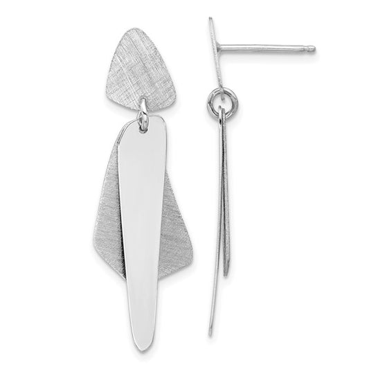 Leslie's Sterling Silver RH-plated Polished and Brushed Post Dangle Earring