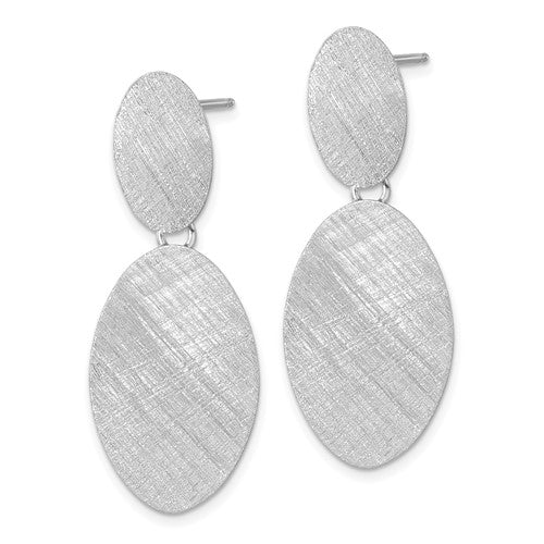 Leslie's Sterling Silver Rhodium-plated Brushed Ovals Post Dangle Earrings